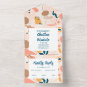 Wasserfarbene Abstrakte Pastelhochzeit All In One Einladung (Innen Boden)