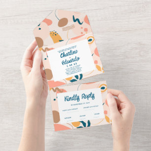 Wasserfarbene Abstrakte Pastelhochzeit All In One Einladung