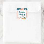 Wasserfarbene Abstrakte Pastelhochzeit Quadratischer Aufkleber (Tasche)