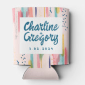 Wasserfarbene Abstrakte Pinselstriche Hochzeiten Dosenkühler (Rückseite)