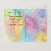 Wasserfarbene Abstrakte Whimsical-Funke Hochzeit Einladungspostkarte (Rückseite)