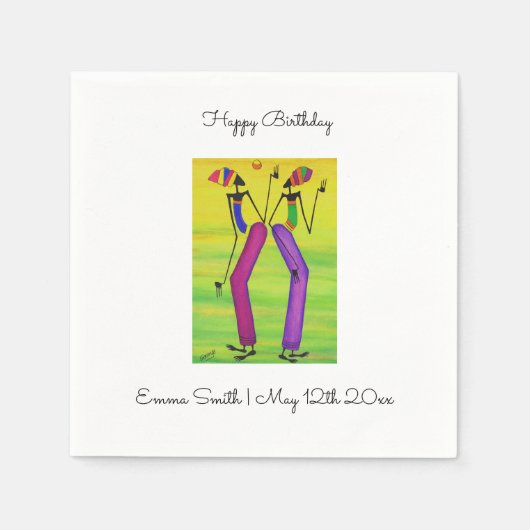 Wasserfarbene afrikanische Kunstfreude und Glück Serviette (Vorderseite)