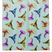 Wasserfarbene alte Hüte: blauer Hintergrund. Duschvorhang (Vorderseite)