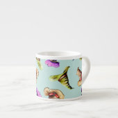 Wasserfarbene alte Hüte: blauer Hintergrund. Espressotasse (Vorderseite Rechts)