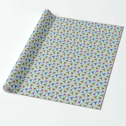 Wasserfarbene alte Hüte: blauer Hintergrund. Geschenkpapier (Ungerollt)