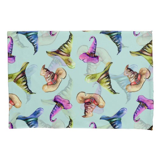 Wasserfarbene alte Hüte: blauer Hintergrund. Kissenbezug (Vorderseite)