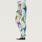 Wasserfarbene alte Hüte: blauer Hintergrund. Leggings (Links)
