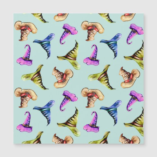 Wasserfarbene alte Hüte: blauer Hintergrund. Magnetkarte (Vorderseite)