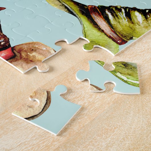 Wasserfarbene alte Hüte: blauer Hintergrund. Puzzle (Seite)