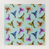 Wasserfarbene alte Hüte: blauer Hintergrund. Puzzle (Vertikal)