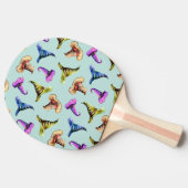 Wasserfarbene alte Hüte: blauer Hintergrund. Tischtennis Schläger (Seitenansicht)