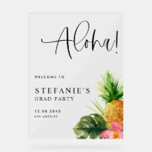 Wasserfarbene Ananas Aloha Abschlussfeier