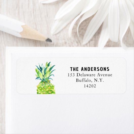 Wasserfarbene Ananas Elegante Rücksendeadresse Boh (Insitu)