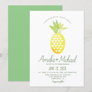 Wasserfarbene Ananas Geometric Tropical Wedding Einladung