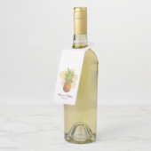Wasserfarbene Ananas Tropische Sommerhochzeit Flaschenanhänger (Angewinkelt)