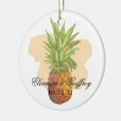 Wasserfarbene Ananas Tropisches Sommerhochzeitssli Keramik Ornament (Links)