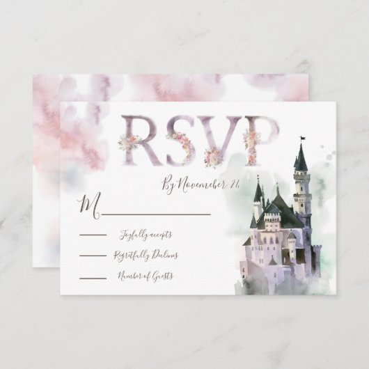 Wasserfarbene Antwortkarten für das verzauberte Sc RSVP Karte (Vorne/Hinten)