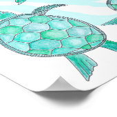 Wasserfarbene Aquamarine Meeresschildkröten auf Wi Poster (Ecke)