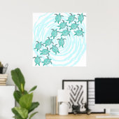 Wasserfarbene Aquamarine Meeresschildkröten auf Wi Poster (Heimbüro)