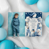 Wasserfarbene arktische Tiere Winterkinder zum Geb Einladung