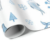 Wasserfarbene arktische Tiere Winterthema Geburtst Geschenkpapier (Rolleneckpunkt)