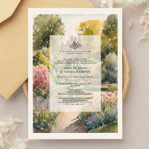 Wasserfarbene Auftragsarbeit Ditton Manor Nikkah E Folieneinladung