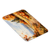 Wasserfarbene Autumn Road Pumpkin Fallende Blätter Magnet (Rechte Seite)