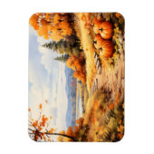 Wasserfarbene Autumn Road Pumpkin Fallende Blätter Magnet (Vertikal)