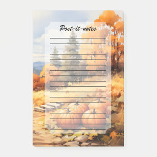 Wasserfarbene Autumn Road Pumpkin Fallende Blätter Post-it Klebezettel