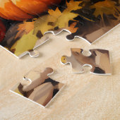 Wasserfarbene Autumn Road Pumpkin Fallende Blätter Puzzle (Seite)