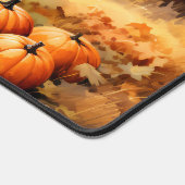 Wasserfarbene Autumn Road Pumpkin Fallende Blätter Schreibtischunterlage (Ecke)