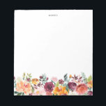 Wasserfarbene Autums Blocks fallen kundenspezifisc Notizblock<br><div class="desc">Whimsical floral Notizblock mit Aquarellbildern von orangen und bordeauxfarbenen Blume mit Blattgarland. Dieses Notizblock mit Blumenmuster ist ein personalisiertes Geschenk. Personalisieren Sie das Programm durch Hinzufügen eines Namens oder einer kurzen Wortgruppe.</div>