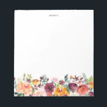 Wasserfarbene Autums Blocks fallen kundenspezifisc Notizblock<br><div class="desc">Whimsical floral Notizblock mit Aquarellbildern von orangen und bordeauxfarbenen Blume mit Blattgarland. Dieses Notizblock mit Blumenmuster ist ein personalisiertes Geschenk. Personalisieren Sie das Programm durch Hinzufügen eines Namens oder einer kurzen Wortgruppe.</div>