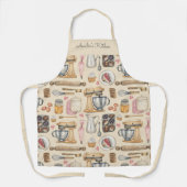 Wasserfarbene Backwerkzeuge Muster Beige Schürze (Vorderseite)