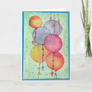 WASSERFARBENE BALLOONS KARTE