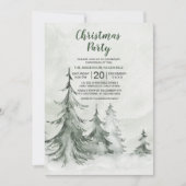 Wasserfarbene Bäume Winter, Weihnachtsfest Party Einladung (Vorderseite)