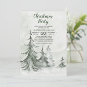 Wasserfarbene Bäume Winter, Weihnachtsfest Party Einladung (Stehend Vorderseite)