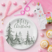 Wasserfarbene Bäume Winter, Weihnachtsfest Party Pappteller (Party)