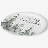 Wasserfarbene Bäume Winter, Weihnachtsfest Party Pappteller (Schrägansicht)