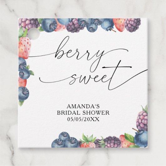 Wasserfarbene Beeren - Süßbeerentext Geschenkanhänger (Vorderseite)