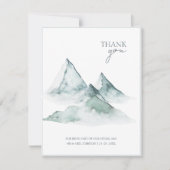 Wasserfarbene Berge Grün- und Weißwinters Hochzeit Dankeskarte (Vorderseite)