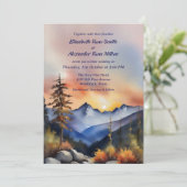 Wasserfarbene Berge Hochzeit Einladung (Stehend Vorderseite)