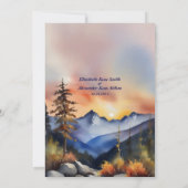 Wasserfarbene Berge Hochzeit Einladung (Rückseite)