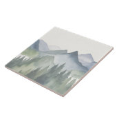 Wasserfarbene Berge Landschaft Grüne Pinienbäume Fliese (Seite)