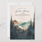 Wasserfarbene Berge Pinienwälder Brautparty Einladung (Vorderseite)