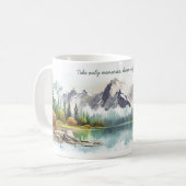 Wasserfarbene Berge & Seenlandschaft mit Zitaten Kaffeetasse (Vorderseite Links)