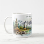 Wasserfarbene Berge & Seenlandschaft mit Zitaten Kaffeetasse (Links)