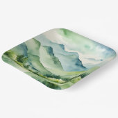 Wasserfarbene Berge und Bäume Pappteller (Gewinkelt)