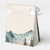 Wasserfarbene Berge und Kiefern Geschenkschachtel (Rückseite)