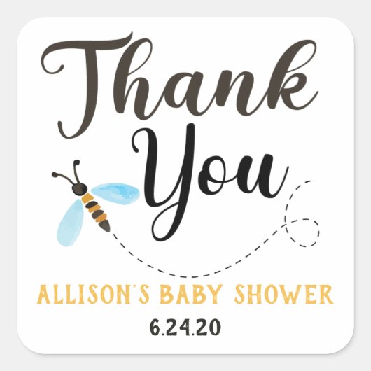 Wasserfarbene Biene Danke Stickers (Vorderseite)